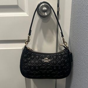 NWOT Coach Black Embossed Teri Shoulder Bag